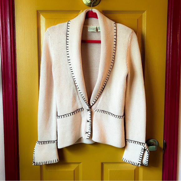 Kenji Anthropologie Sweaters - Anthropologie x Kenji light pink cardi, hand finished trim, snap closure sz S